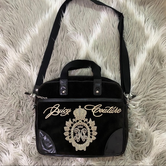 Juicy Couture Handbags - Juicy Couture l Black velour laptop bag